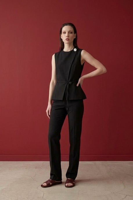 Gestrikte crêpe gilet - Image 2