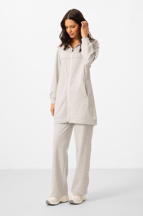 Dames Katoenmix Sweatshirt en Brede Pantalon Set - Image 3
