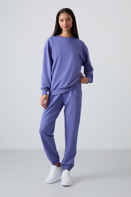 Oversized Sweatshirt en Elastische Boord Broek Set - Image 1