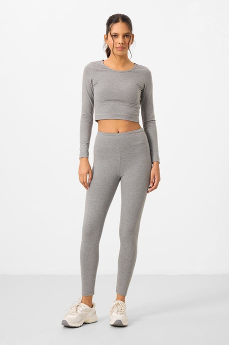 Katoenen Elastan Crop T-shirt en Legging Set - Image 2