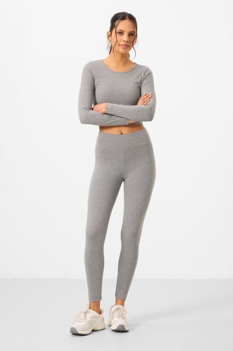 Katoenen Elastan Crop T-shirt en Legging Set - Image 4