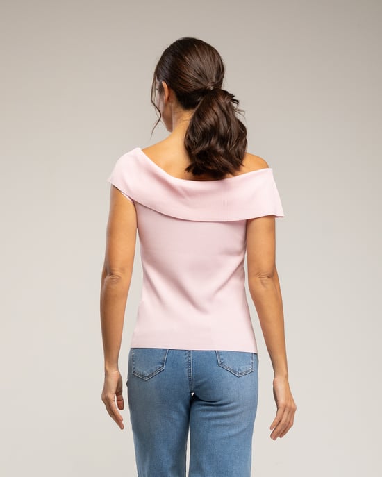 Gebreide top met lurex en een boothals - Image 2