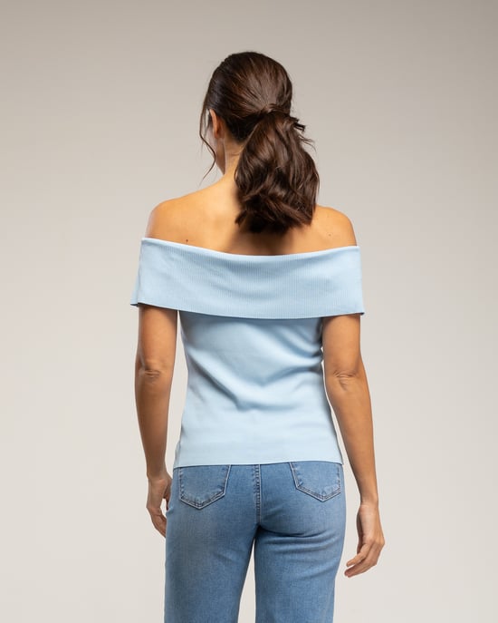 Gebreide top met lurex en een boothals - Image 2