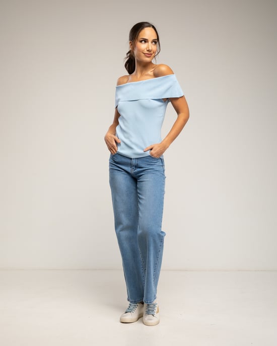 Gebreide top met lurex en een boothals - Image 4