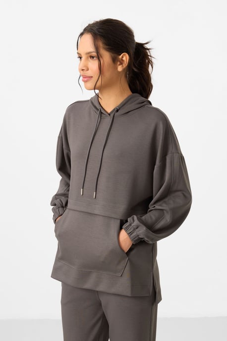 Oversized Hooded Sweatshirt And Wide-Leg Pants Set - Image 3