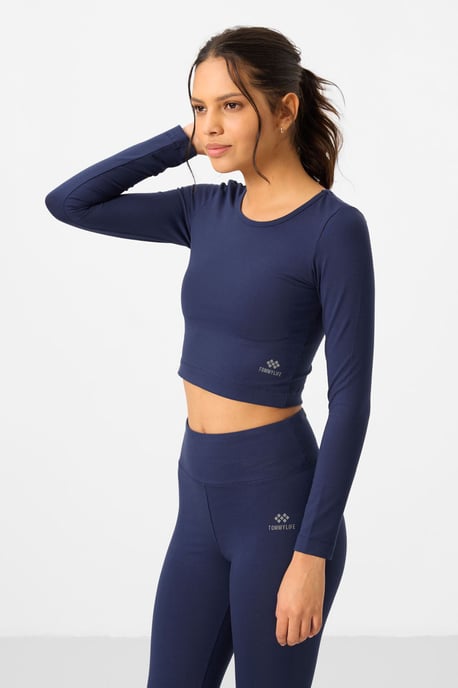 Katoenen Elastaan Crop T-Shirt en Leggings Set - Image 6