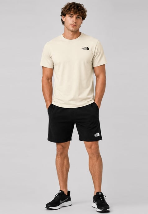 The North Face Men's Simple Dome T-Shirt & French Terry Shorts Set – Gravel / Black - Image 1