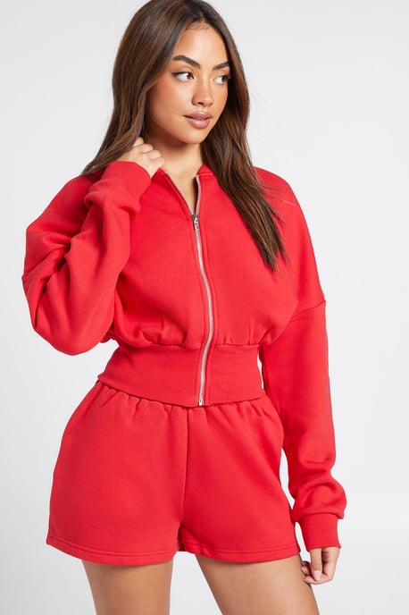 Deep Hem Zip Through Bomber Short Tracksuit - Image 3