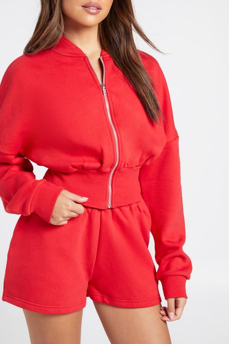 Deep Hem Zip Through Bomber Short Tracksuit - Image 4