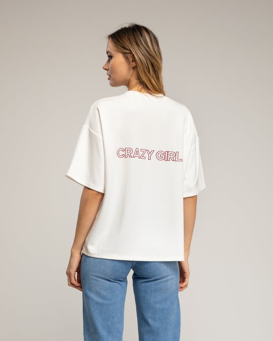 Sweatshirt met korte mouwen en de tekst 'crazy girl' op de voorkant en de rug. - Image 2