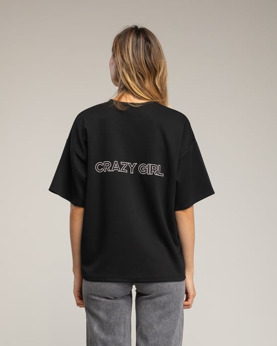 Sweatshirt met korte mouwen en de tekst 'crazy girl' op de voorkant en de rug. - Image 2