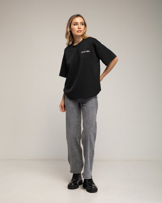 Sweatshirt met korte mouwen en de tekst 'crazy girl' op de voorkant en de rug. - Image 4