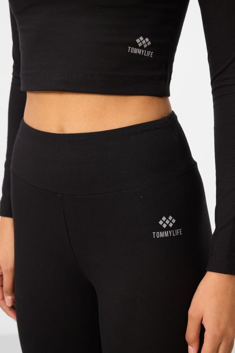 Katoenen Elastan Crop T-shirt en Leggings Set - Image 3