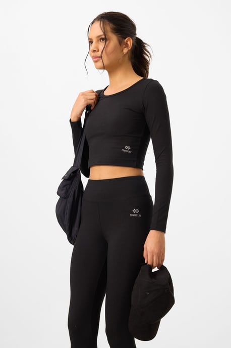 Katoenen Elastan Crop T-shirt en Leggings Set - Image 4