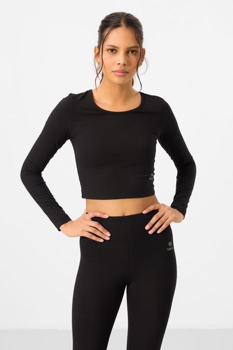 Katoenen Elastan Crop T-shirt en Leggings Set - Image 6
