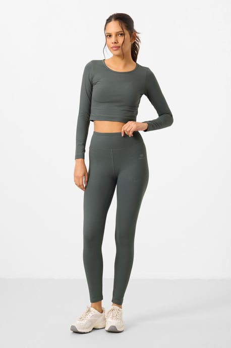 Katoenen Elasthaan Crop T-Shirt en Leggings Set - Image 4