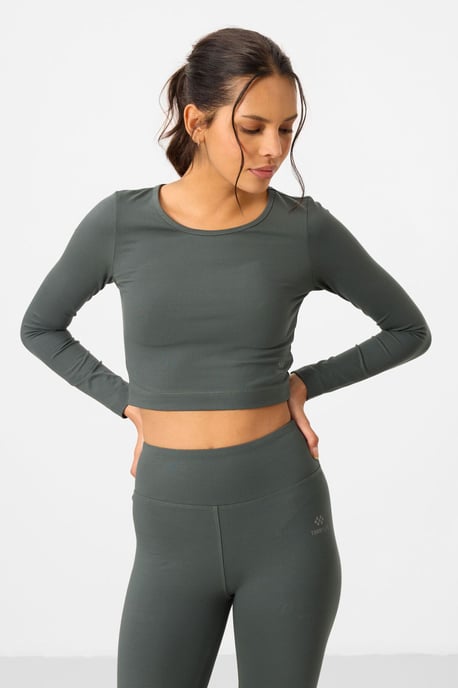 Katoenen Elasthaan Crop T-Shirt en Leggings Set - Image 6