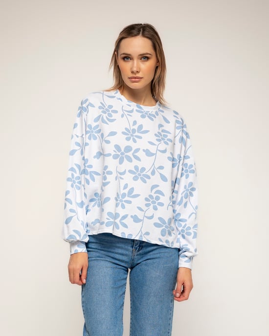 Sweatshirt met lange mouwen en bloemenprint - Image 1