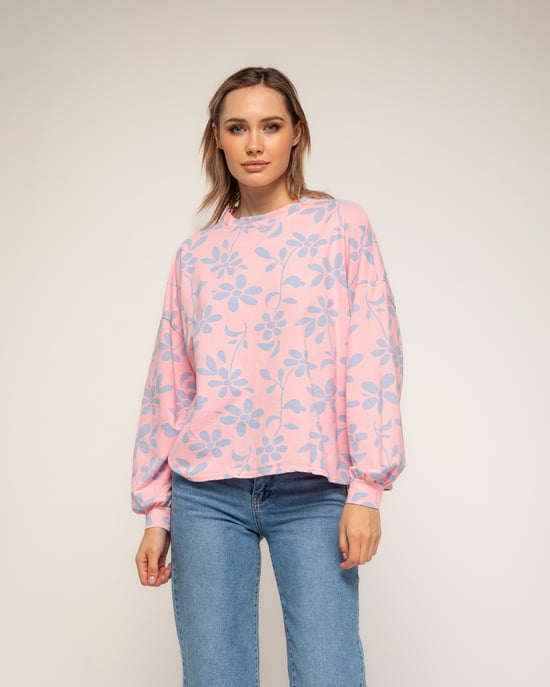 Sweatshirt met lange mouwen en bloemenprint - Image 1