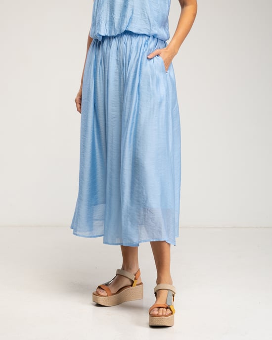 Midi-rok met elastische taille en verschillende lagen - Image 2