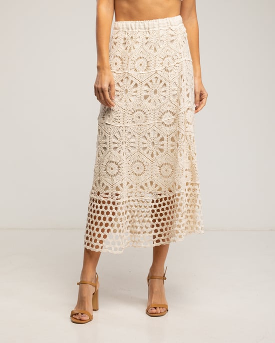 Midi crochet skirt with elastic waistband - Image 2