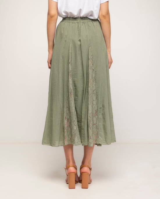 Uitlopende rok met kantdetails, voering en een elastische taille - Image 3