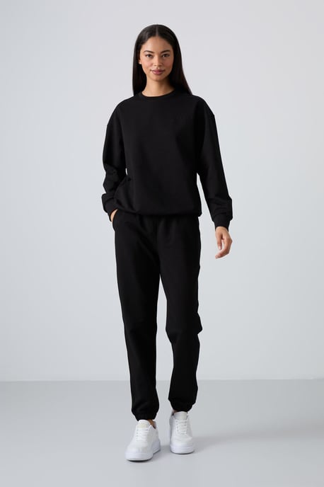 Oversized Sweatshirt en Broek met Elastische Tailleband Set - Image 2