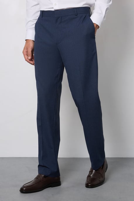 Navy Marl Tailored Fit Suit Trousers - Image 2
