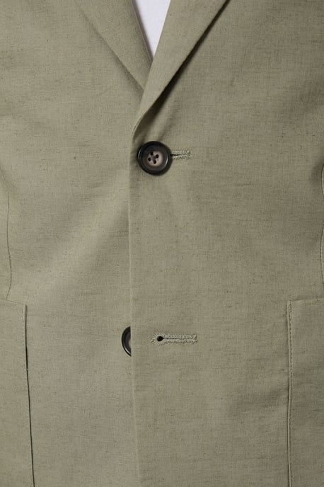 Light Green Linen Slim Fit Suit Jacket - Image 5