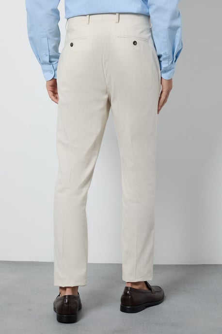 Natural Linen Slim Fit Suit Trousers - Image 3