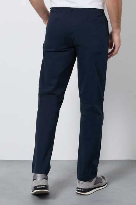 Navy Pleat Front Straight Fit Chino Trousers - Image 3