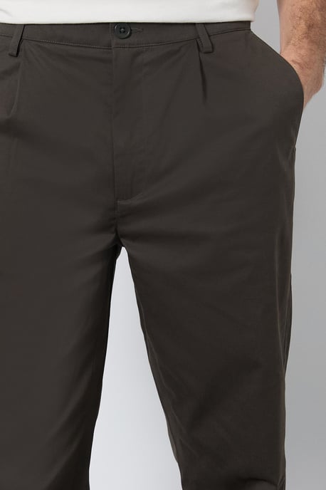 Dark Khaki Pleat Front Straight Fit Chino - Image 4