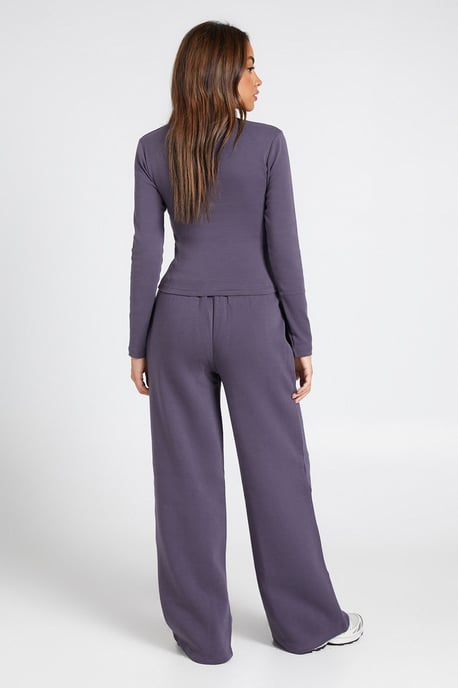 Button Detail Long Sleeve Top And Straight Leg Jogger Tracksuit - Image 2