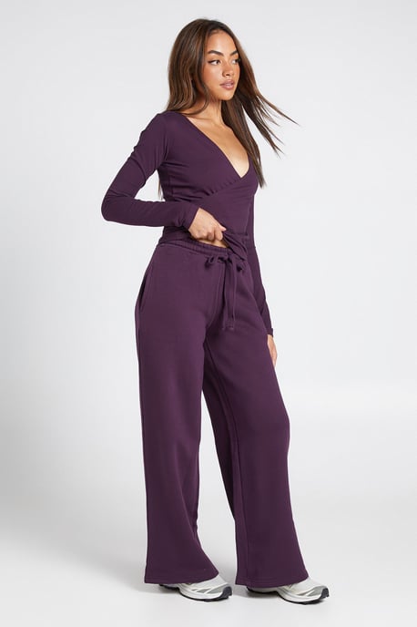Wrap Front Long Sleeve Top And Straight Leg Jogger Tracksuit - Image 3