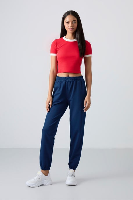 Dam High-Waist Avslappnade Fleecejoggers - Image 1