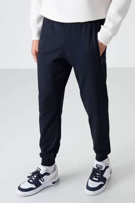 Herrsolid färgad sweatpants med dragkedja ficka - Image 1