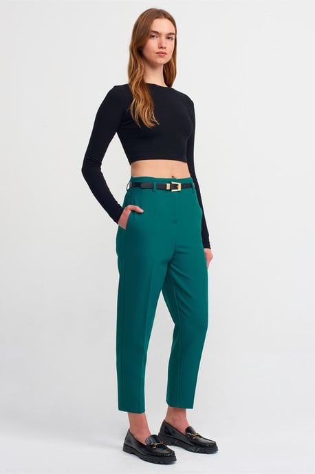 High-Waist Straight-Leg Crepe Trousers With Belt - Image 1
