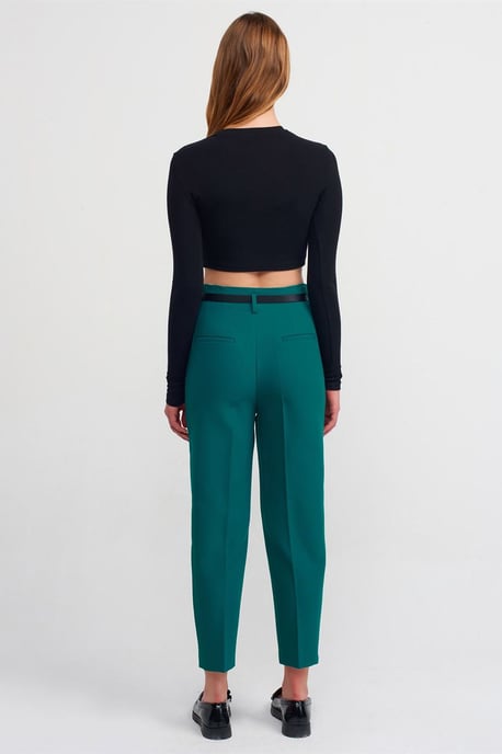 High-Waist Straight-Leg Crepe Trousers With Belt - Image 2