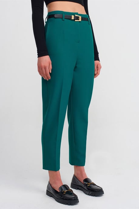 High-Waist Straight-Leg Crepe Trousers With Belt - Image 3