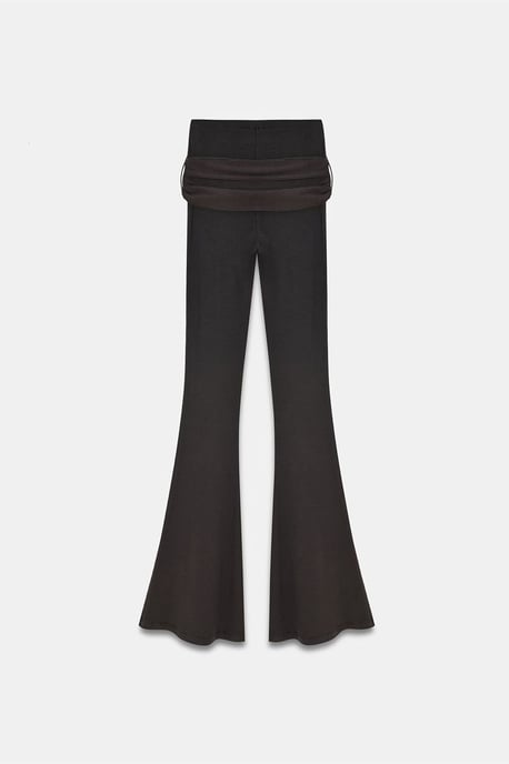 Högmidjade Jersey-byxor med Flare och Knytdetalj - Image 6
