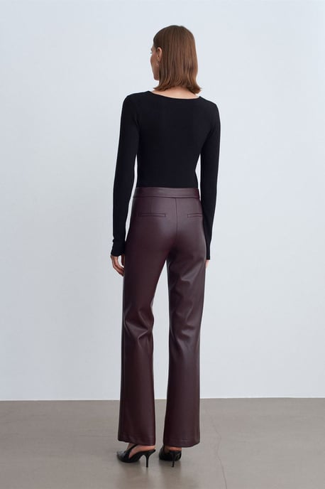 Women's Faux Leather Flare Pants - Image 3