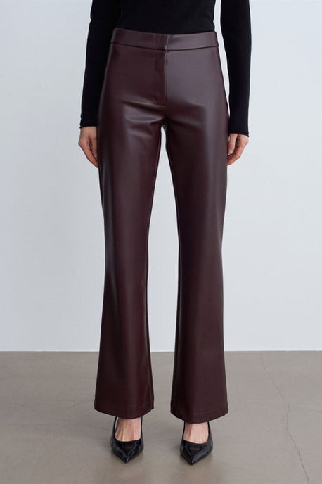 Women's Faux Leather Flare Pants - Image 4