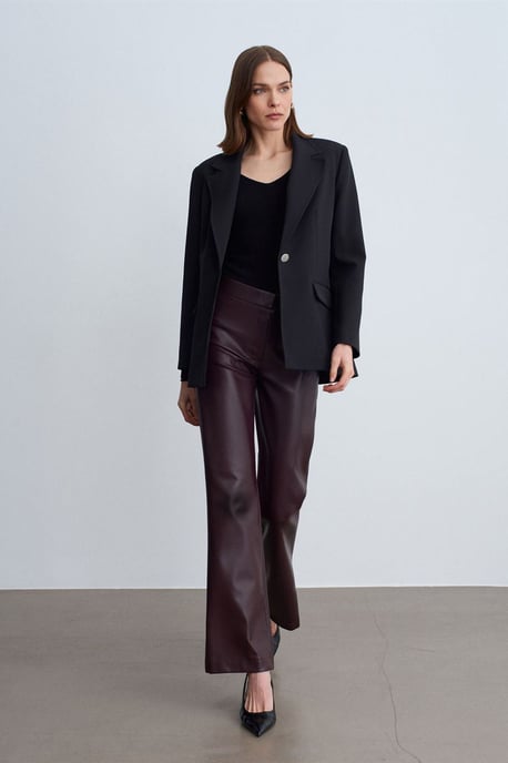 Women's Faux Leather Flare Pants - Image 5