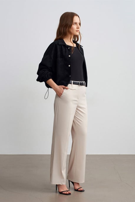 Women's High-Waist Straight-Leg Crepe Trousers - Image 3