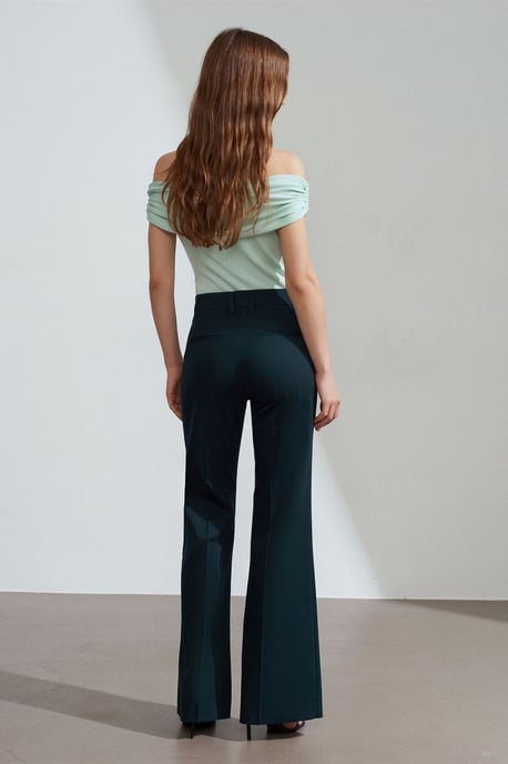 Dames Hoge Taille Flared Gabardine Broek - Image 2