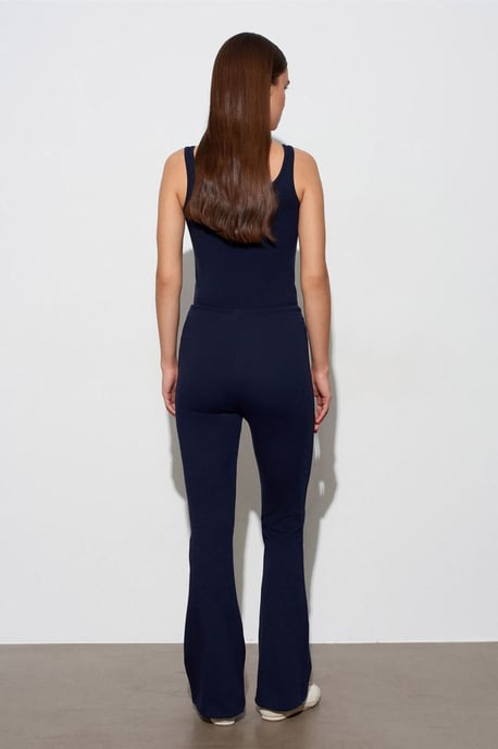 Mid-Waist Flare Jersey Pants With Drawstring - Image 2