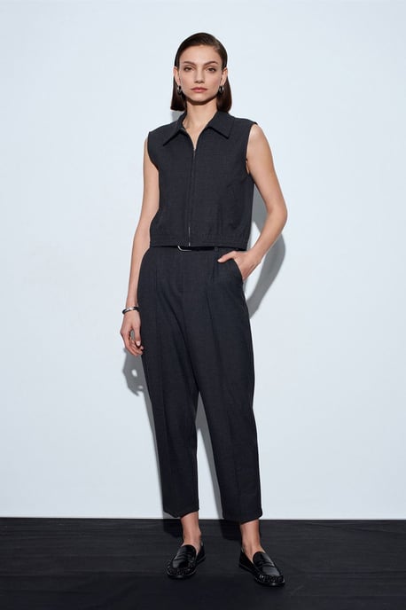 High-Waist Straight-Leg Crepe Trousers With Belt - Image 1