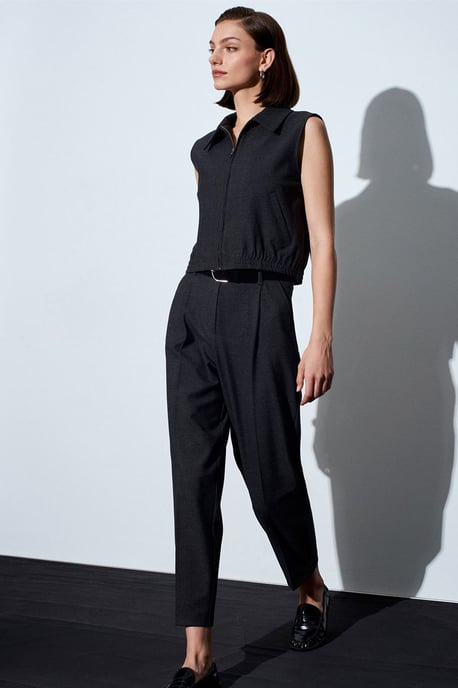 High-Waist Straight-Leg Crepe Trousers With Belt - Image 2