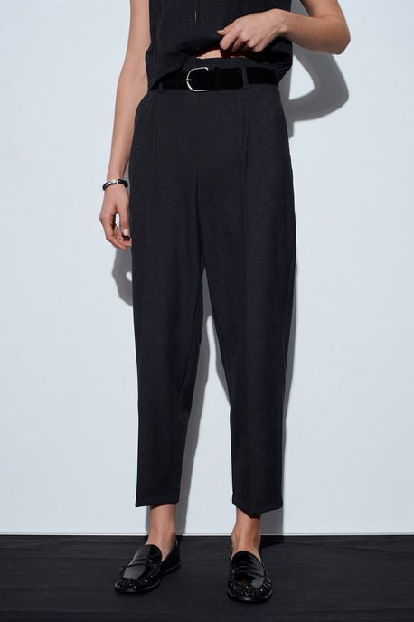 High-Waist Straight-Leg Crepe Trousers With Belt - Image 3