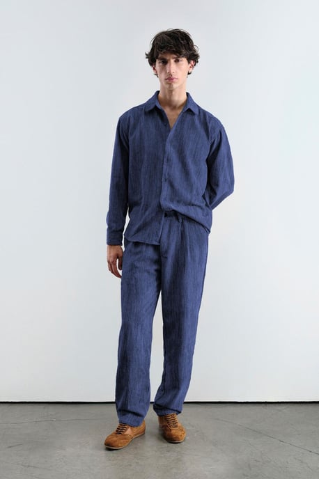 Plisserade Velour Rak Ben Byxor - Image 4